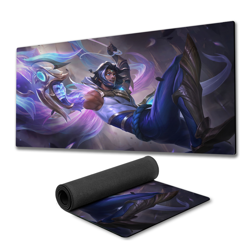 Mouse Pad Akshan LOL fundo de borracha 90x40cm 80x30cm 900x400 800x300 anime League of legends speed gamer mousepad