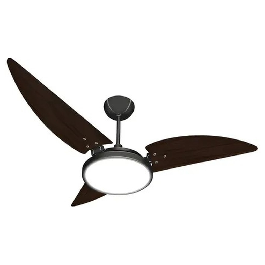 Ventilador de Teto Ventex Maragogi LED com Luz 3 Pás MDF Tabaco 1.15m 60Hz Preto 180W