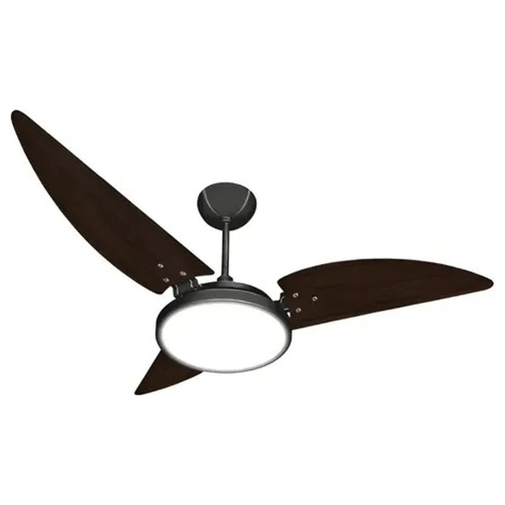 Ventilador Teto Ventex Maragogi LED Branco Frio 220V 1.15m 3 Pás Madeira Branco Tabaco 150W