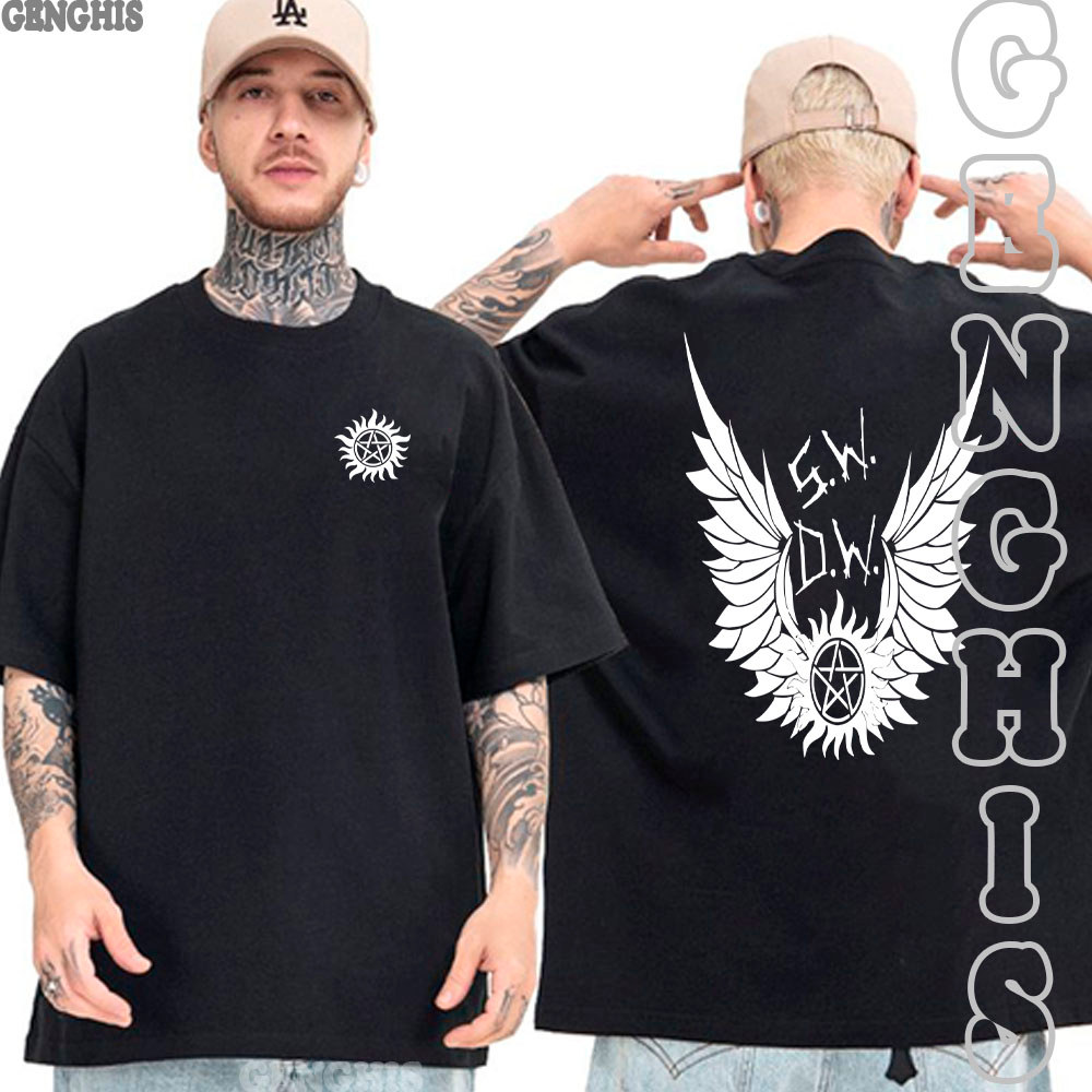 Camiseta Supernatural Simbolos De Proteção Sean e Sam Winchester Camisa Basica e Oversized Algodão