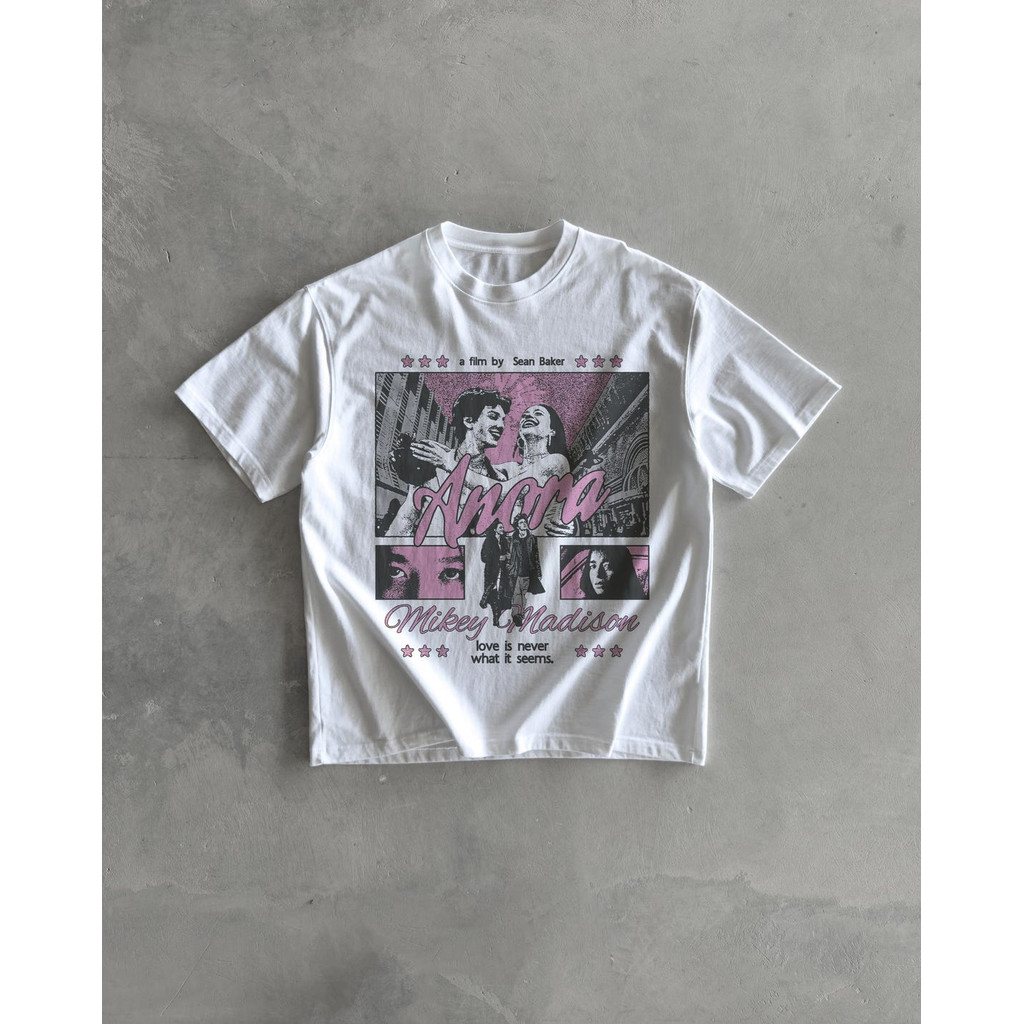 Camiseta Masculina Feminina Anora Mikey Madison Filme Sean Baker Estampa Rosa Vintage T-shirt Unissex Envio Imediato