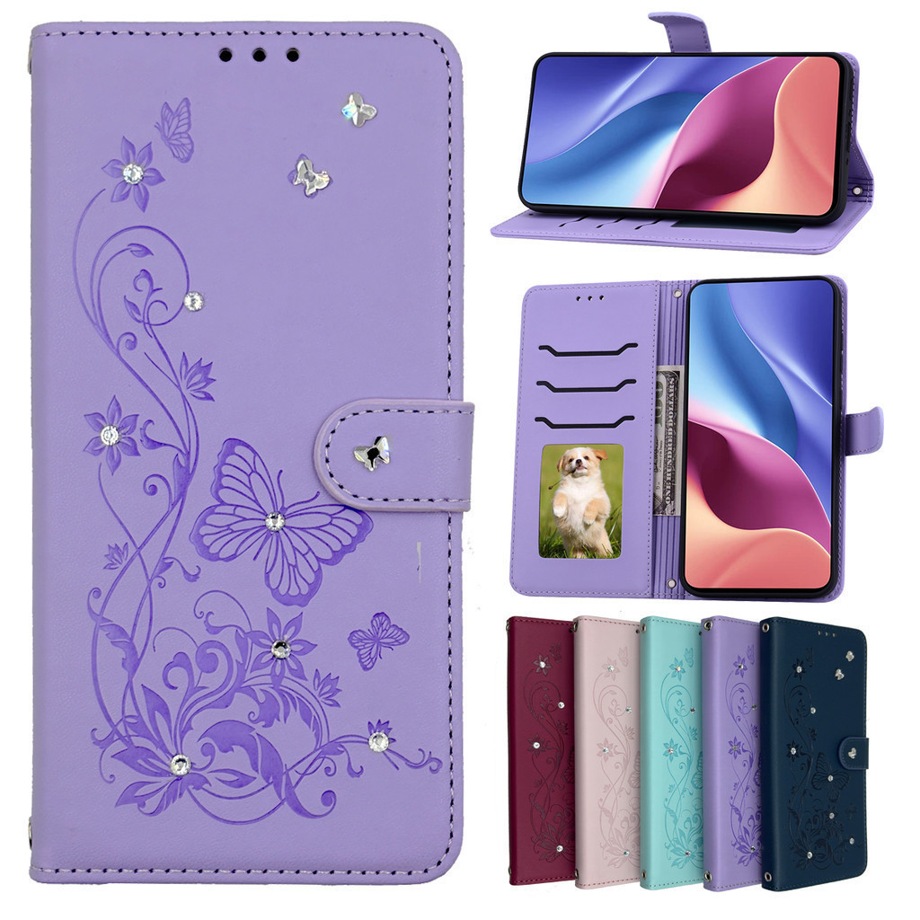 Capa De Strass Para Honor 600 500 400 200 Pro/Smart/Lite Telefone De Couro Com Estampa De Borboleta E Compartimentos Car