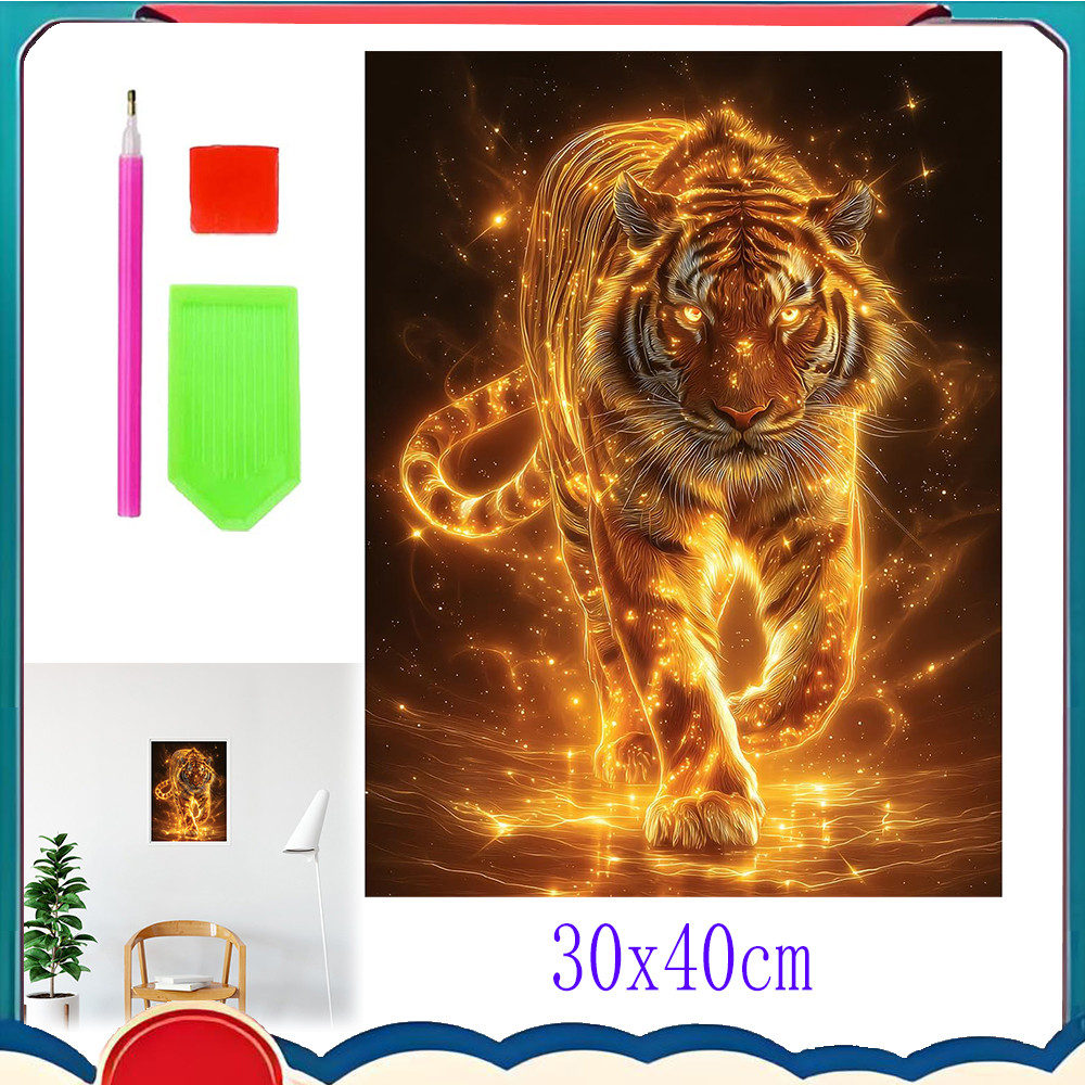 Kit de pintura com diamantes Golden Tiger 30x40 cm Perfeito para presentes de Halloween e Natal