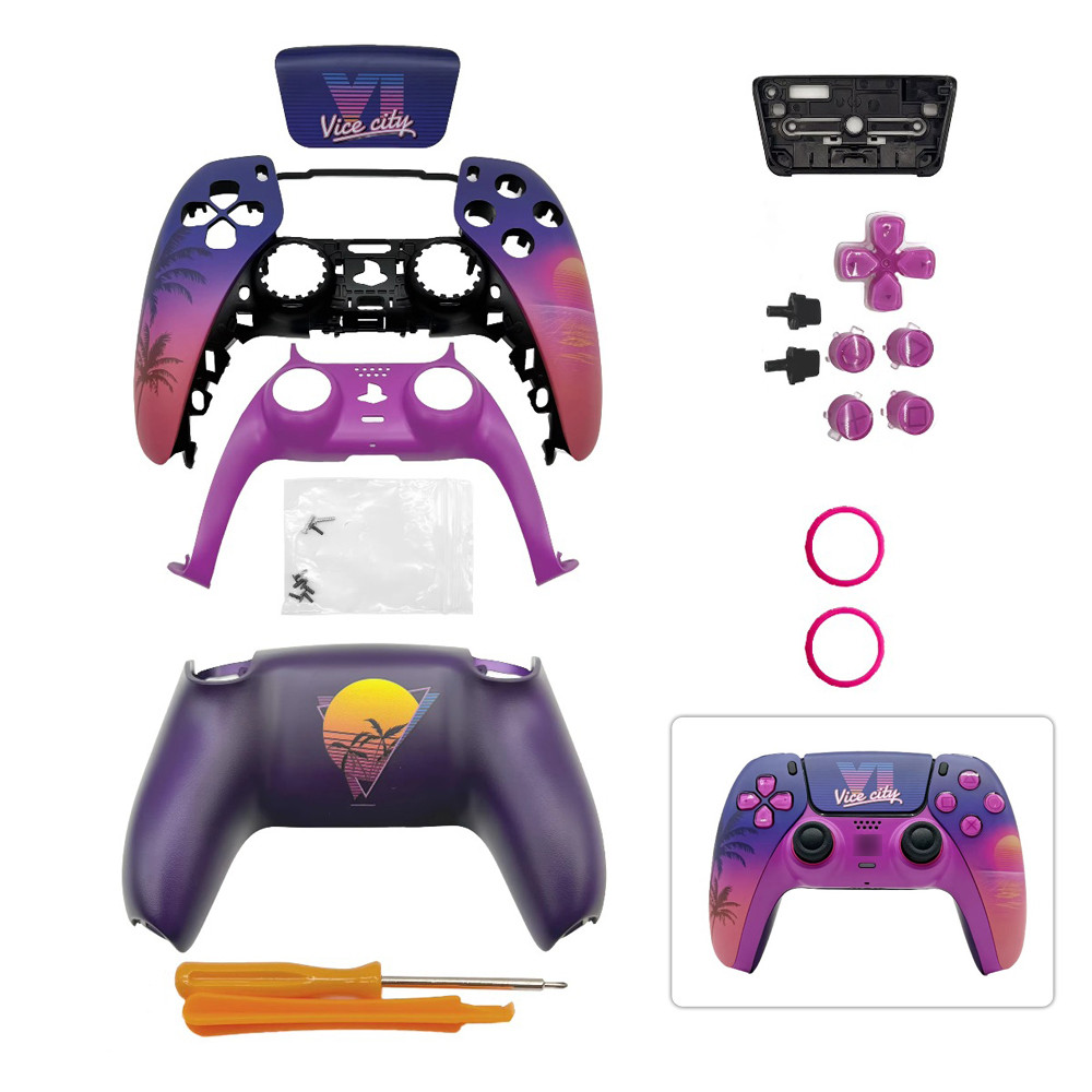 Para PS5/SLIM/PRO Controlador GTA Sunset City Substituição Shell Faceplate Cover Com Touchpad DualSense BDM-010 A 060 DI