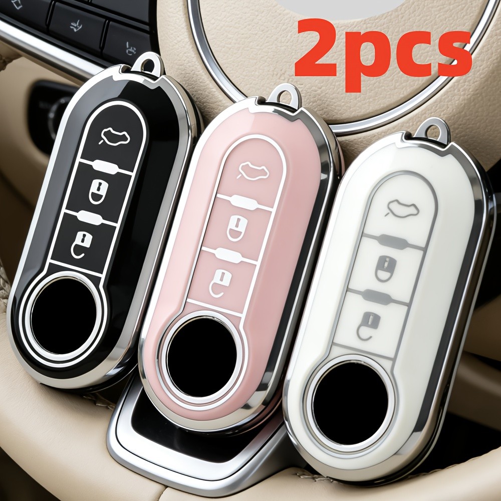2 Pçs Caso Chave Do Carro Capa Para Fiat 500 Ducato Panda 132.09gal Punto Lancia Musa Citroen Chaveiro Acessórios De Lux