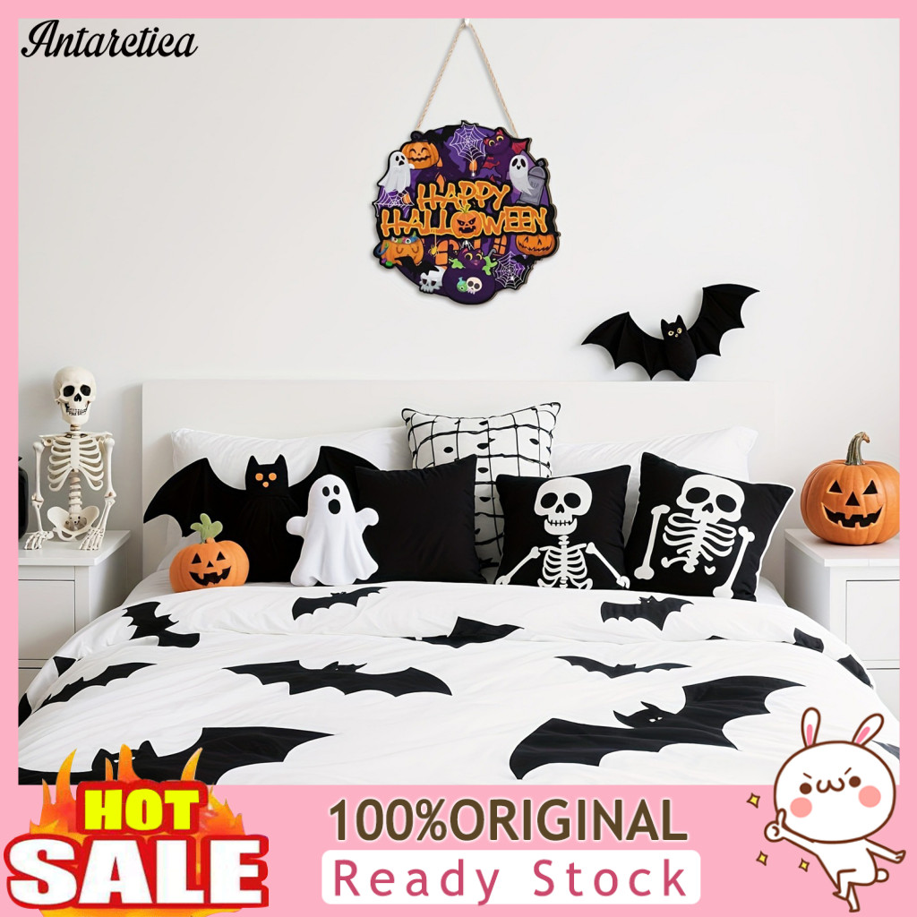 Three-dimensional Halloween Plaque Decorative Pumpkin Door Pendant Happy Wooden Hanger Sign Cute Ghost Printed for Indoo