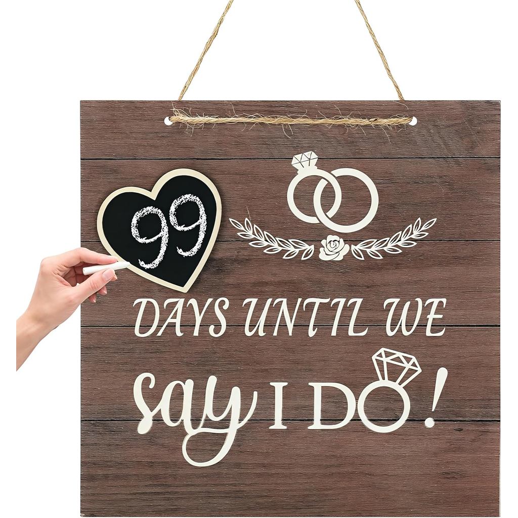 Mepase Wedding Countdown Engagement Gift Chalkboard Sign for Couples Wooden Wedding Countdown Plaque Sign Decorative Han