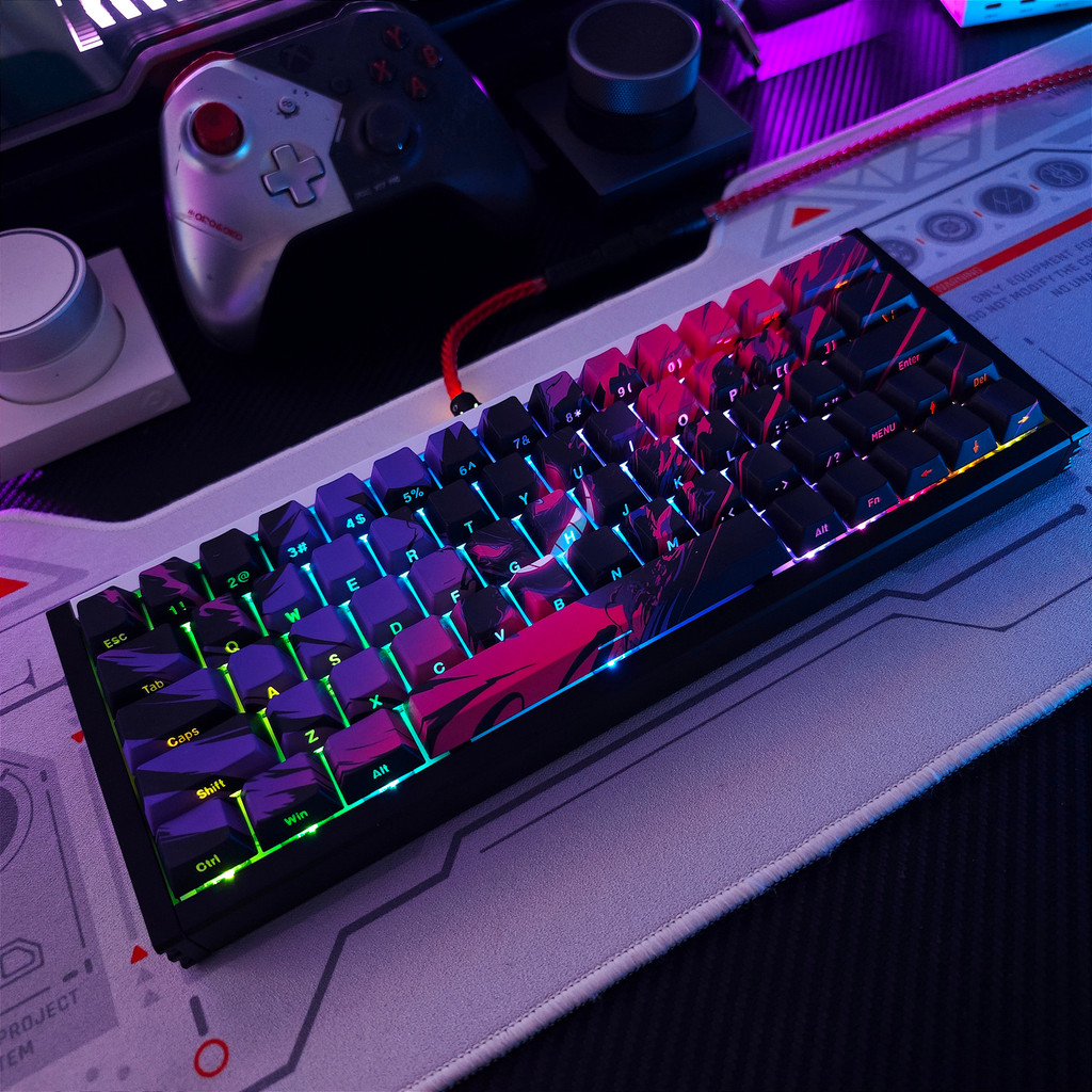 Keycap gravado lateral Gengar enegrecido exclusivo, Material PBT, altura Original da fábrica, lado gravado, sublimação d