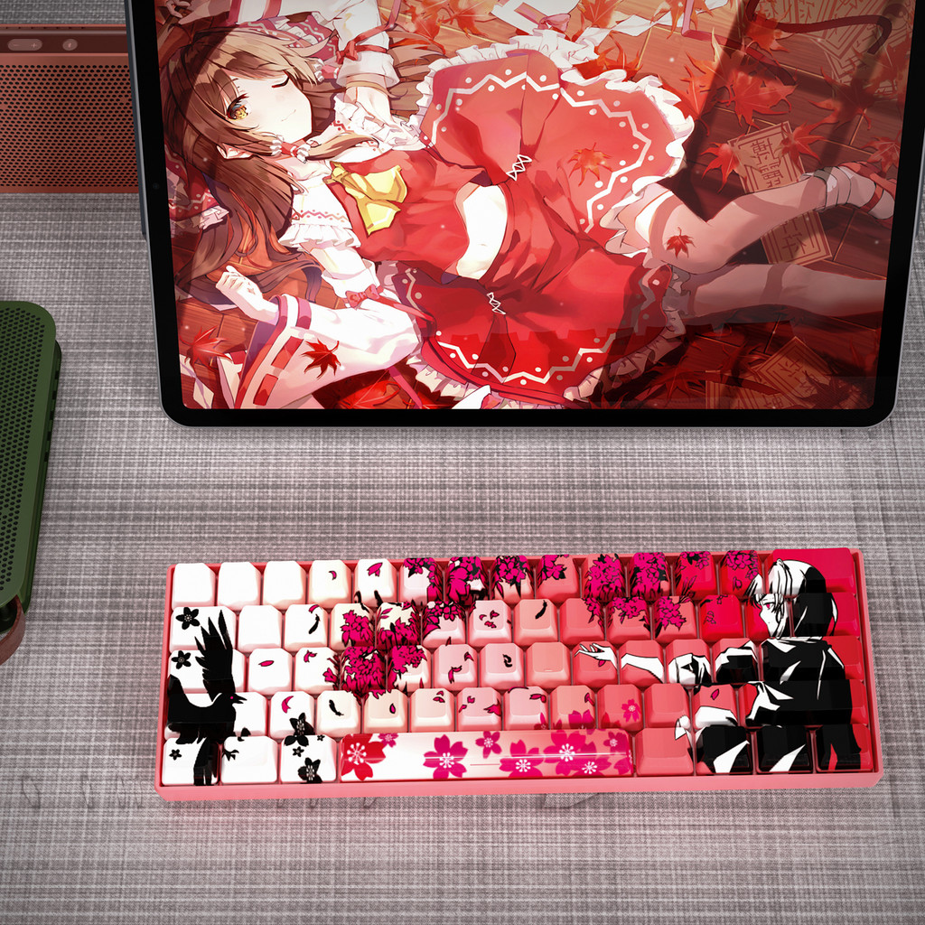 Red Girl Keycap Crow Girl Sakura Fábrica Original Altamente Sublimado Material PBT 61 Botão wooting