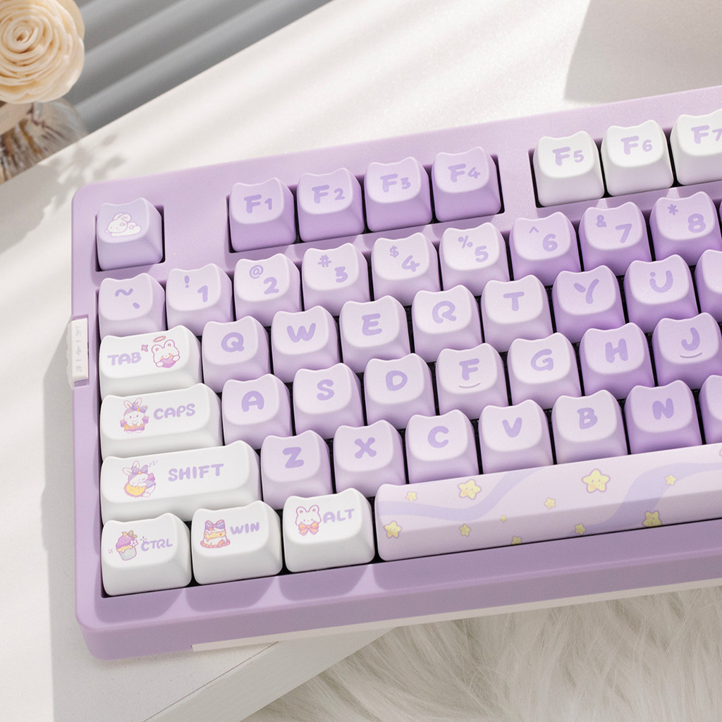 Keycap fantasia coelho roxo gradiente pbt Material sublimação meninas exclusivo adequado para F87 F75 F99 hi75 Etc.