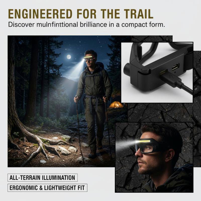 [Dhiint] Recarregável LED Óculos Farol Touch Control Motion Sensorfortable Frame Para Long Time Wear Patrol Caminhadas