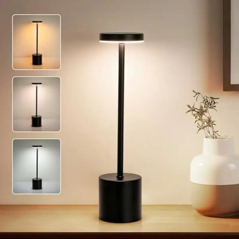 Candeeiro de mesa de Metal Abajur dourado recarregável sem fio LED Touch Lamp