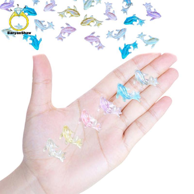 [BANY] 100 Peças Novo Fofo Mini Kawaii Cor Pequeno Peixinho Estatueta De Resina Artesanato Flatba Cabochão Ornamento Fab