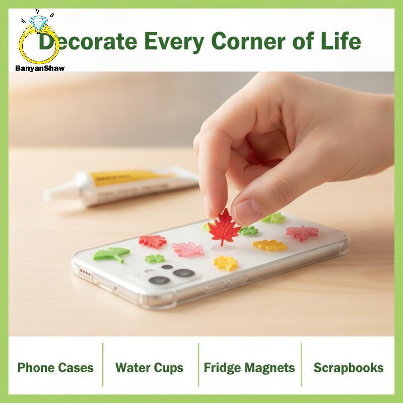 [BANY] 20 Peças Kawaii Mini Folhas Sortidas Cabochões De Resina Plana Ba Para Scrapbooking Chaveiro Fazendo Artesanato D