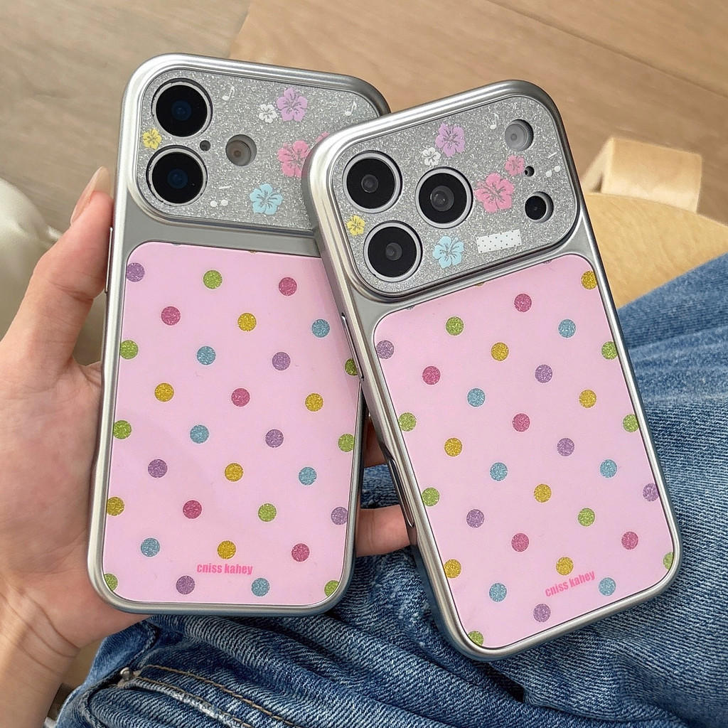 Capa de Telefone com Pó Brilhante e Pontos Coloridos Eletroplatinados para iPhone 17 Pro Max 17 16Pro Max 15, Capa à Pro