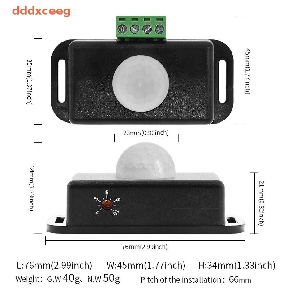 [dddxceeg] Módulo De Luz Detector Infravermelho IR Com Sensor De Movimento PIR Ajustável 12V 24V