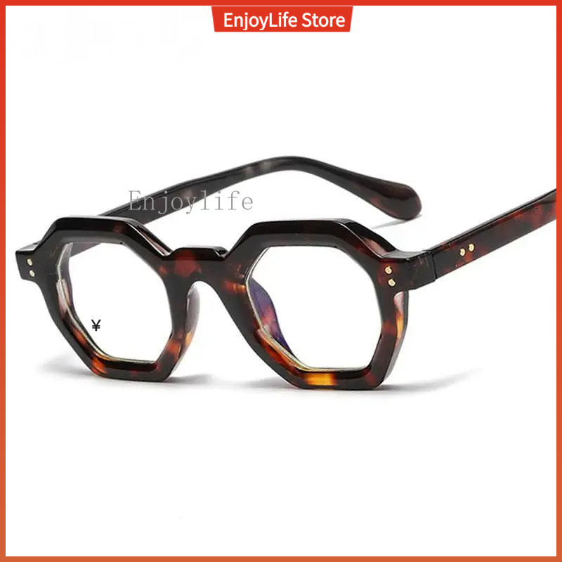 Polygon Leopard Optical Glasses Frame Moda Outdoor Rivet Riding Sun Protection Uv400