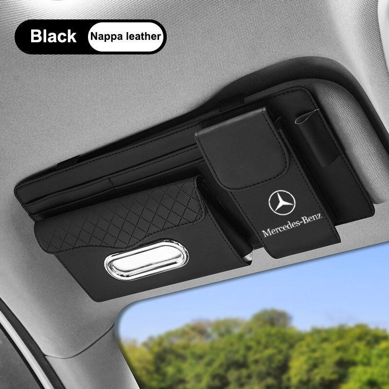 Multifunctional Car Sun Visor Storage Box 1pcs Hanging Car Tissue Storage Bag Glasses Case Organizer Suitable for Merced