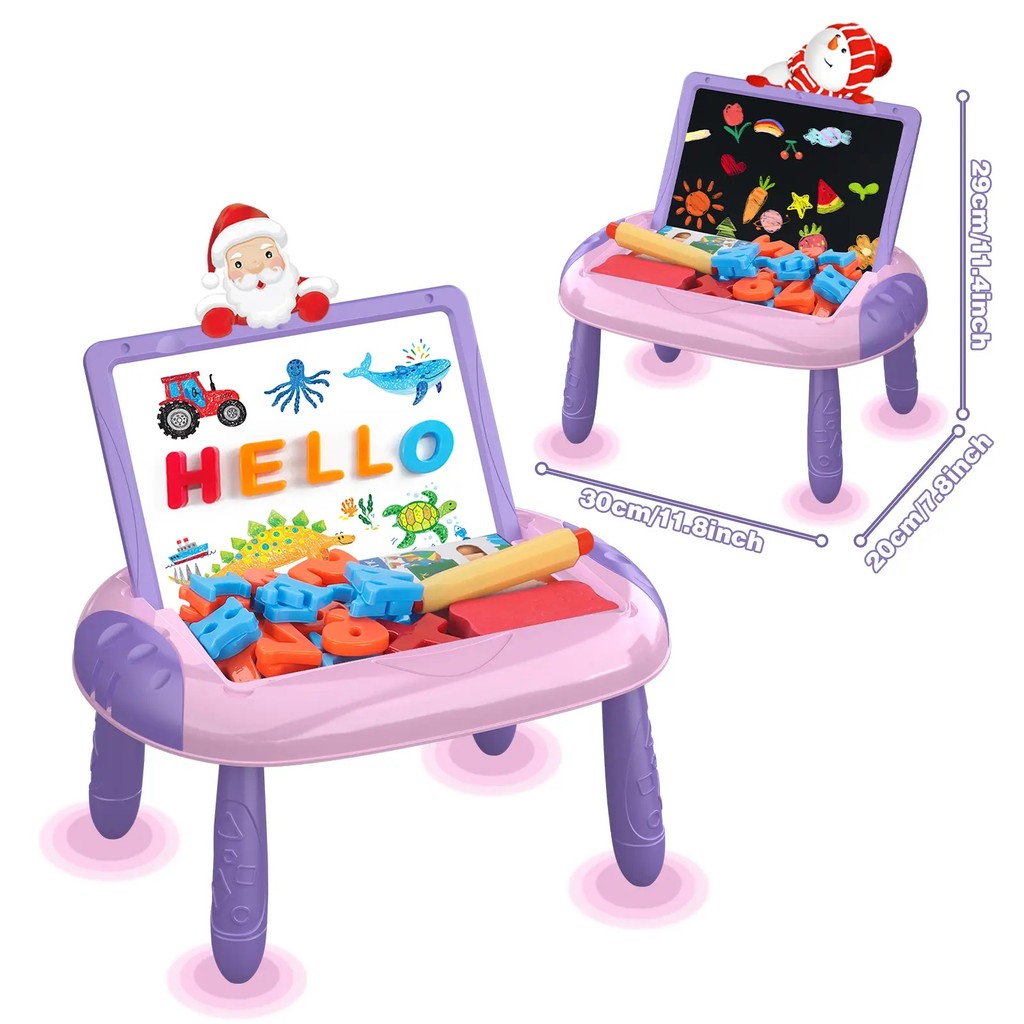 Double Sided Erasable Drawing Board, Magnetic Board for Kids with Letters Numbers ,Chalk ,Watercolor and Markers ,Learni