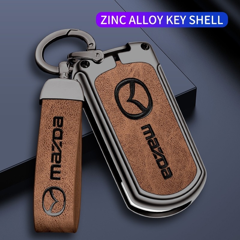 Capa De Chave Flip De Couro De Liga De Zinco Para Mazda 3 5 6 Axela Atenza CX-5-7-9 MX Miata RX-8 2/3 Botões Dobrável Re
