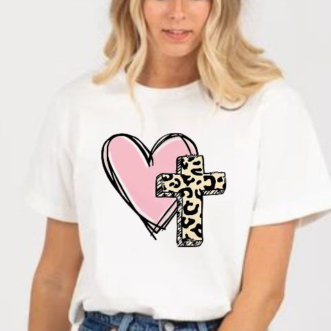 Tshirt BRANCA Blusa feminina CRISTÃ,CORAÇAO CRUZ ROSA, ANIMAL PRINT, FRASES CATOLICA ,CAMISETA  UNISSEX,PLUS SIZE