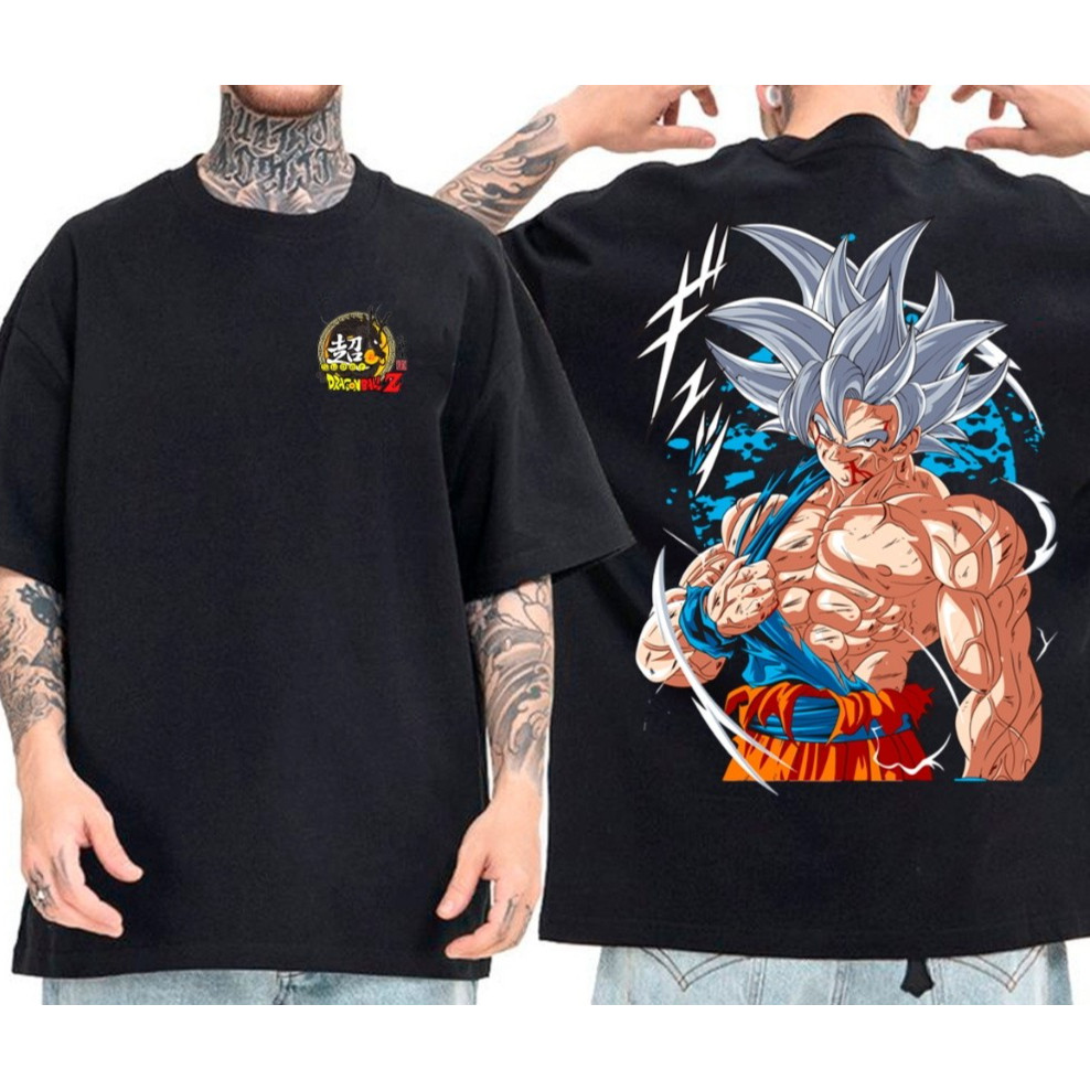 Camiseta Unissex Oversized Plus Size Feminina Masculina   preta unissex  streetwear  print do Goku Dragon Ball Su