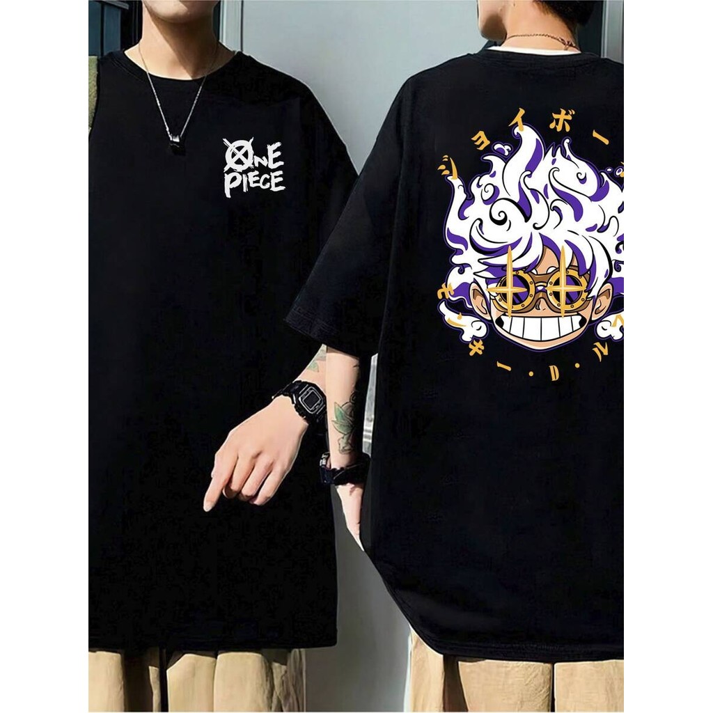 Camiseta Unissex Oversized Plus Size Feminina Masculina   preta unissex  streetwear  print do Luffy One Piece cam