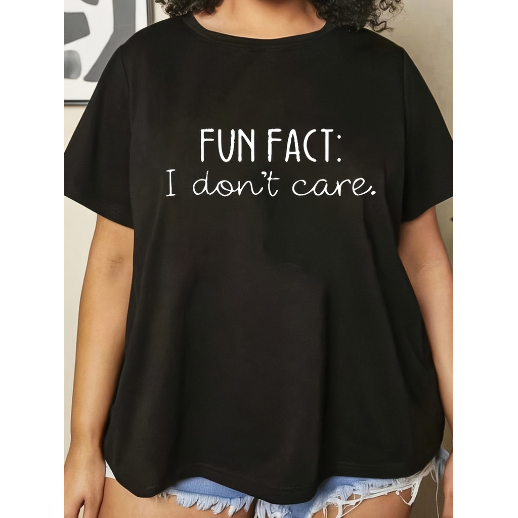 Camiseta Plus Size Feminina Letter Print Confortavel Elegante Estilosa Moda Casual