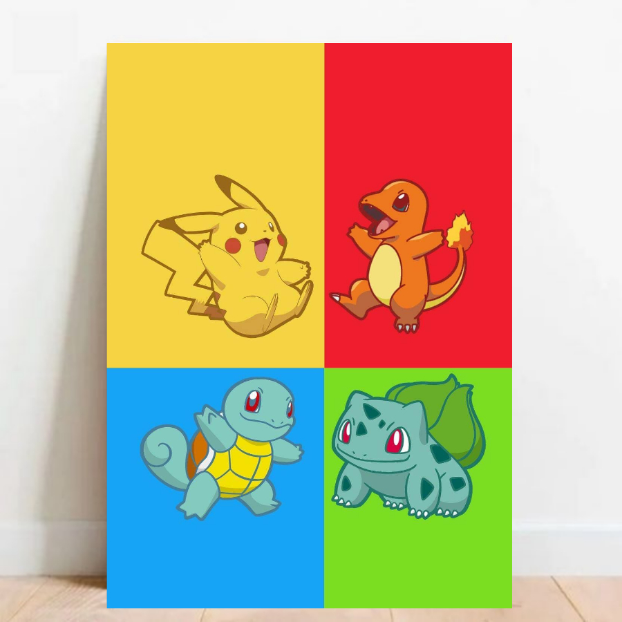 Quadro Placas Decorativas geek Pokemon Bulbasauro Pikachu Games Artes animes 012