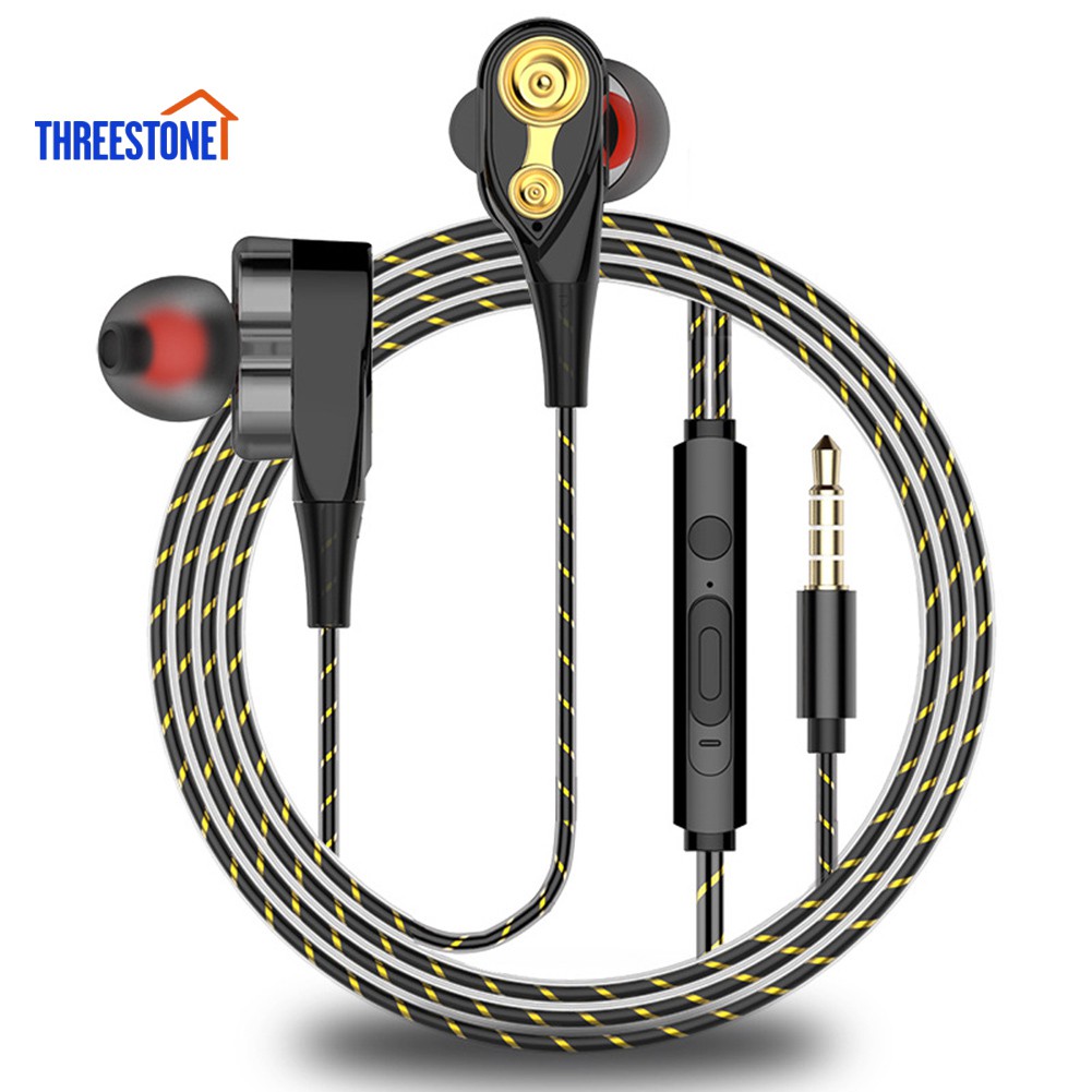 [TS]Dual Moving Coil 3.5mm Earphone Heavy Bass Stereo with Mic