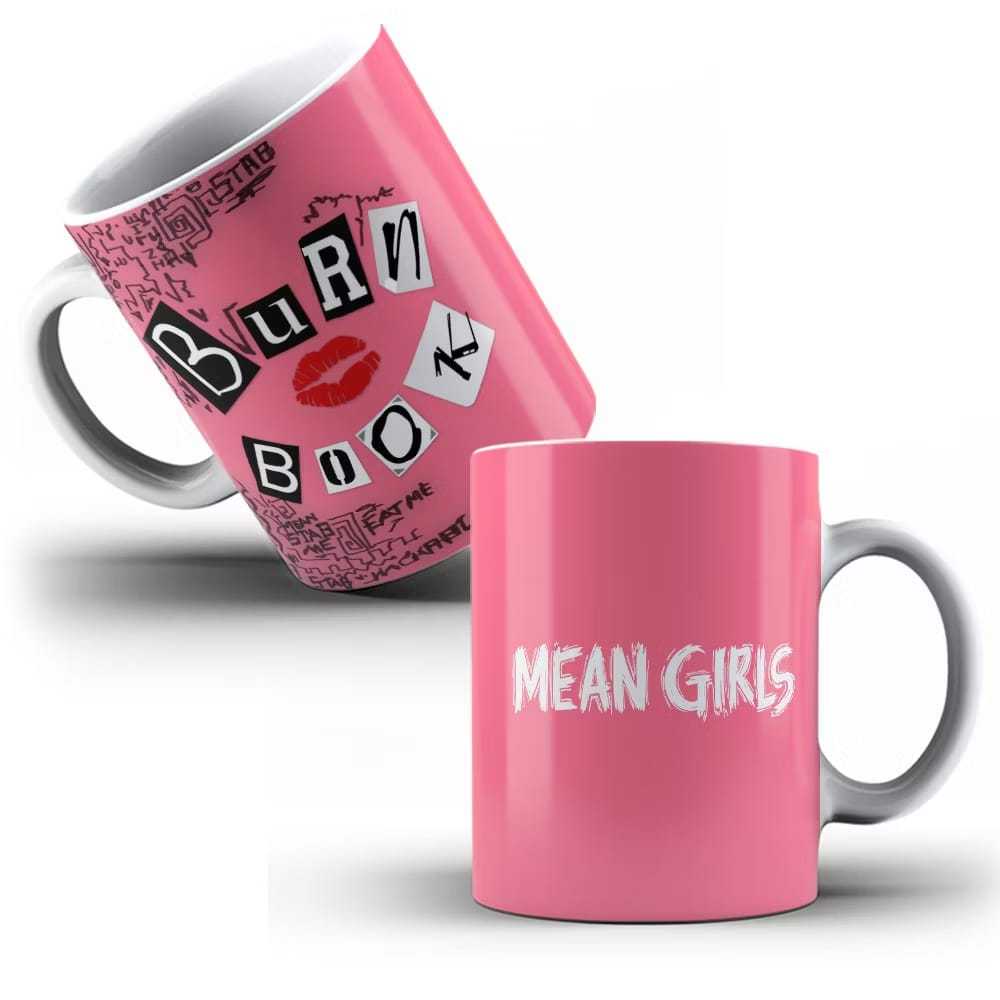 Canecas Meninas Malvadas Mean Girls That's so Feltch Burn Book As quartas usamos Rosa A little bit dramatic I'm a mouse