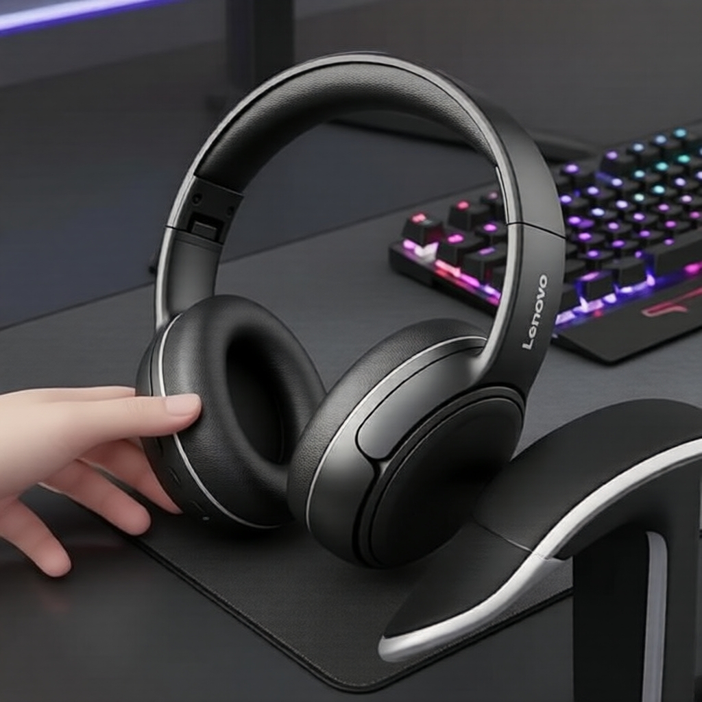 Fones de Ouvido Gamer Sem Fio Lenovo 7.1 Surround, ANC, Cancelamento de Ruído, Bluetooth 5.4, 2.4G, Bateria 100H