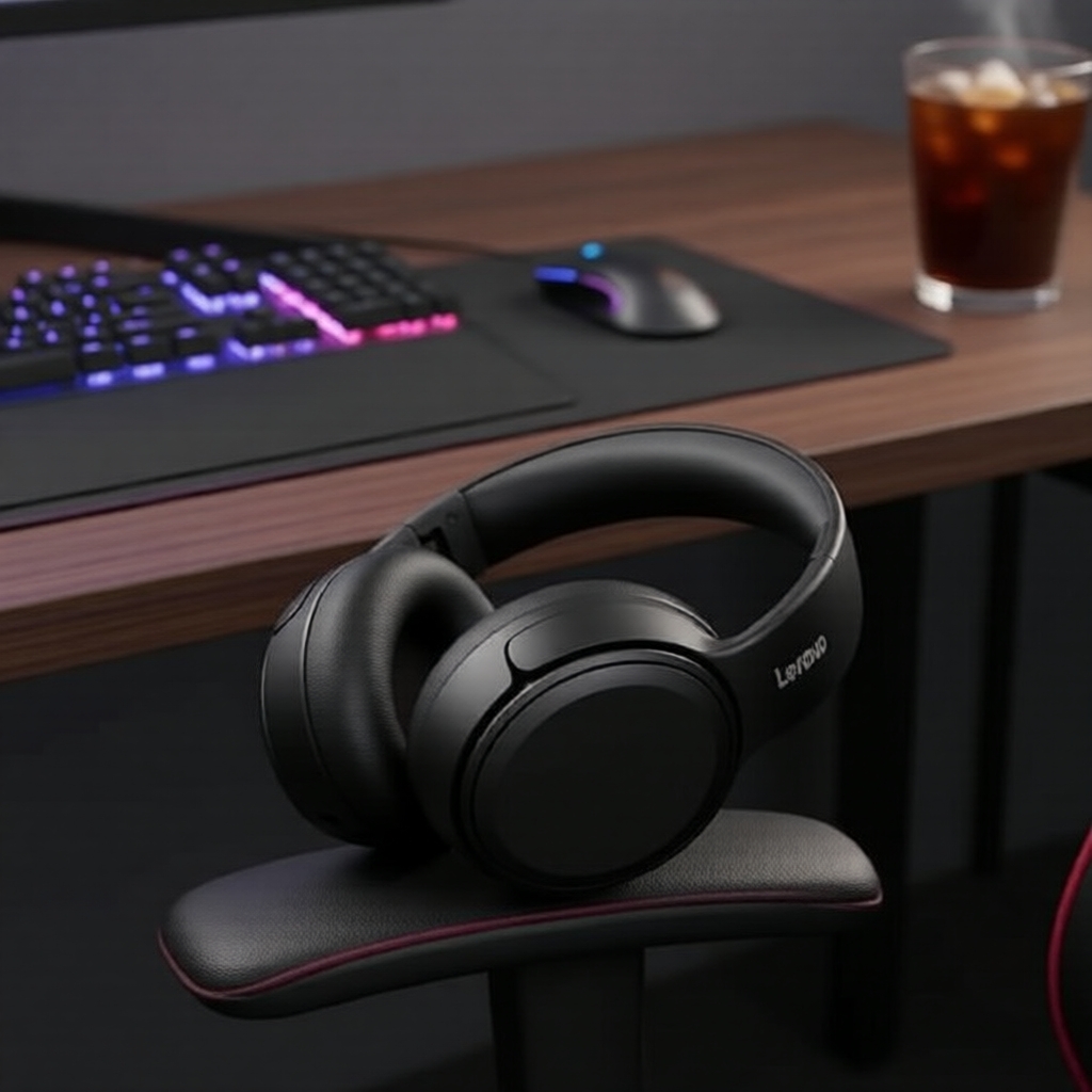 Fones de Ouvido Gamer Lenovo ANC com 7.1 Surround, Bluetooth 5.4, 2.4G, Latência Ultra Baixa e 100h de Bateria
