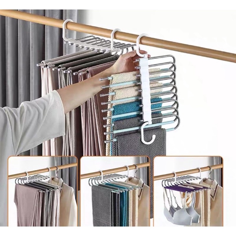 Cabide Multiuso Inox Dobrável Portátil Para Saias/Blusas/Bermudas/Calças