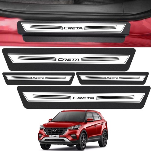 Kit 8 Peças Adesivo Soleira De Porta Creta 2017 2018 Branco