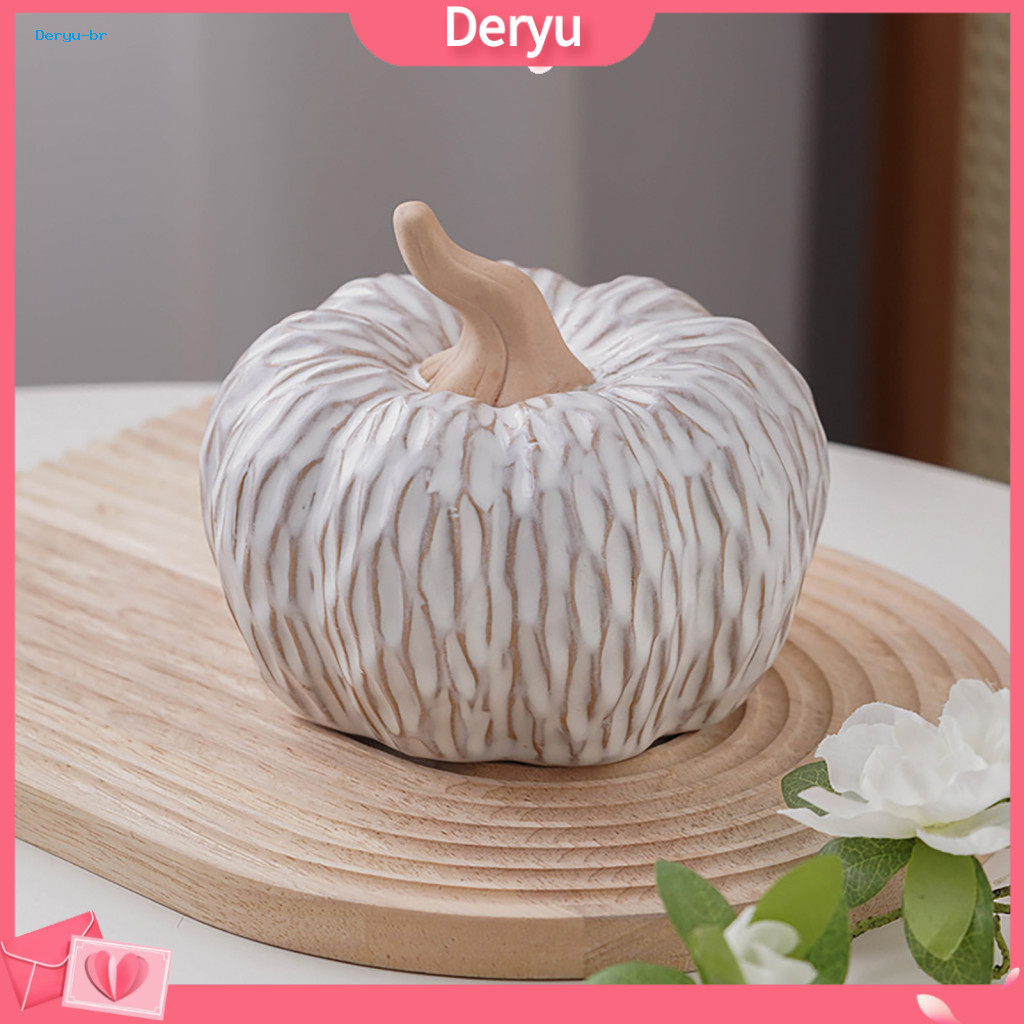 Indoor Halloween Party Props Autumn Harvest Table Centerpieces Ceramic Pumpkin Fall Centerpiece – Realistic Fake Figur
