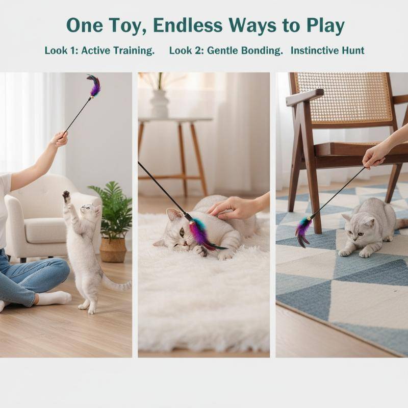 Conjunto De 5 Peças De Varinha De Gato AYBR Colorido Chien Feather Bell Sti Teaser Interativo Para Animais De Estimação