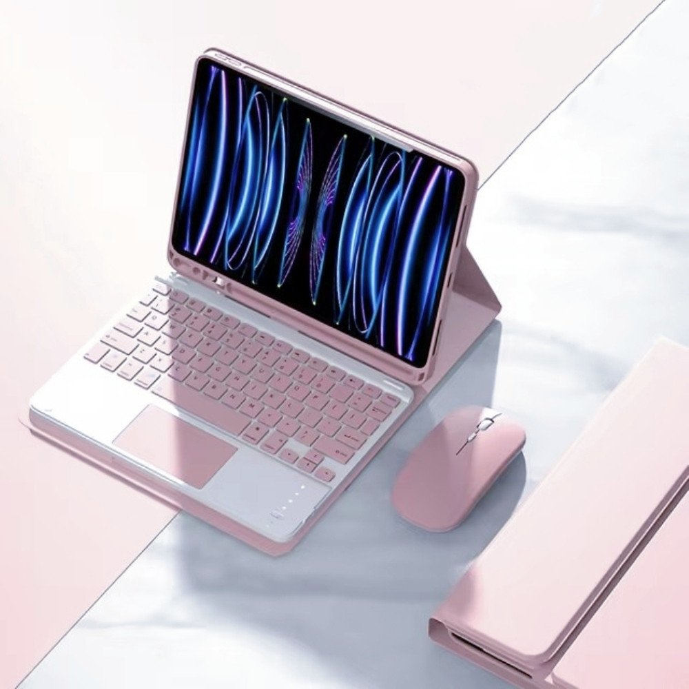 Capa De Teclado Bluetooth Com Touchpad Para iPad 11 A16/Air 11/10 10.9 Pro 12.9 (2018-2022) Couro Mouse