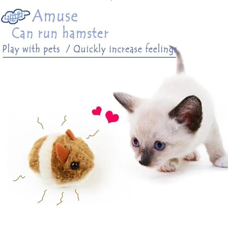 Novo Mouse De Pelúcia Brinquedo Interativo Simulação Mecânico Vai Virar Embora Hamster Pet Gatinho Presente Segurança