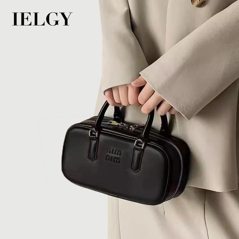 Bolsa de boliche IELGY preta Fashion All-Match Horizontal retrô transversal