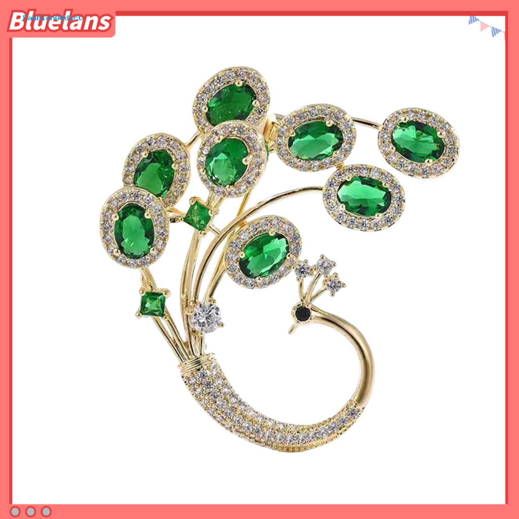 Vintage Peacock Brooch Corsage Women’s Faux Emerald Rhinestone Pin – Retro Anti-slip Accessory for Shoulder Bags Coa