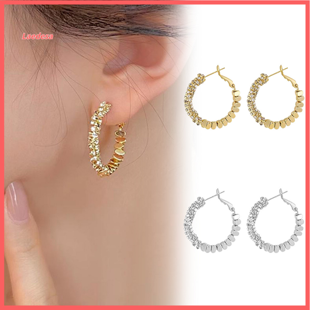 Elegant Earrings Fashionable 1 Pair Lightweight Huggie Hoop for Women Minimalist Geometric Design with Sparkling Cubic Z