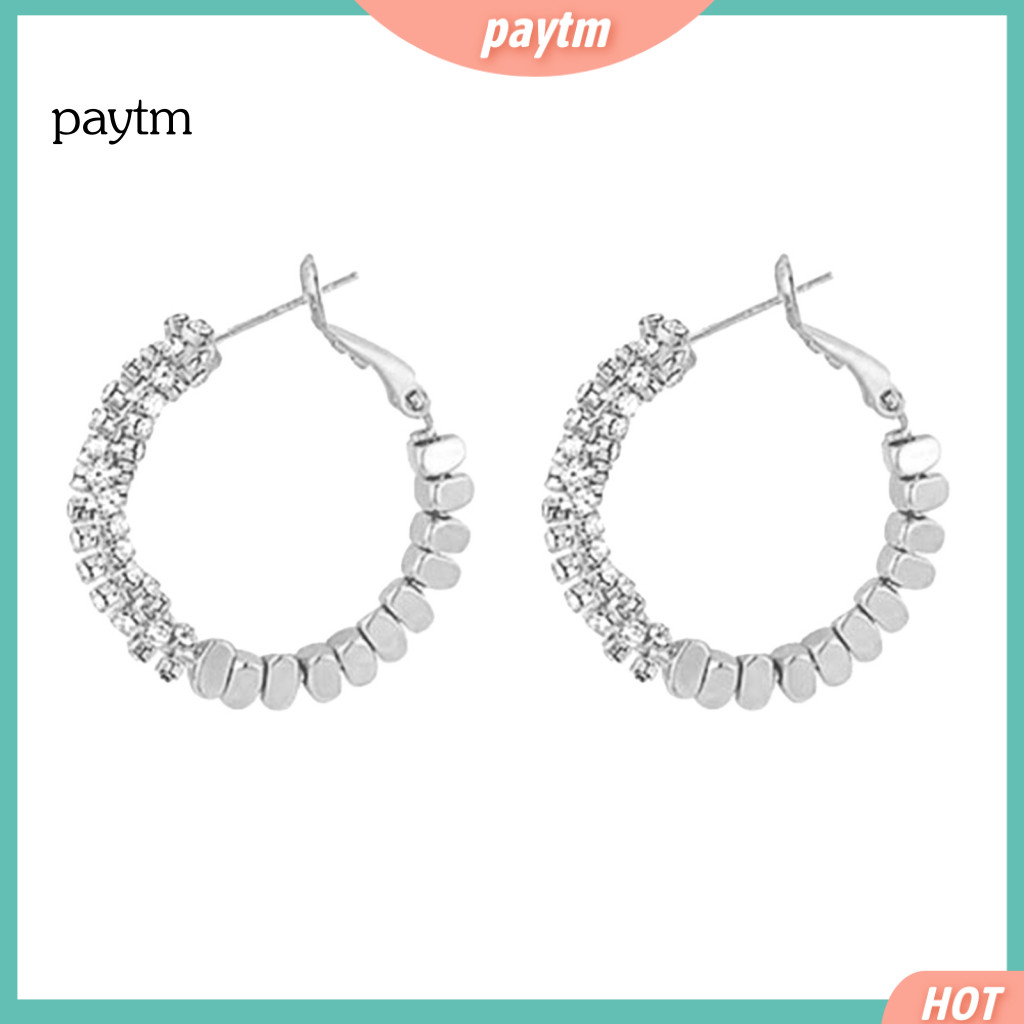 Fashionable Earrings Lightweight 1 Pair Huggie Hoop for Women Minimalist Geometric Design with Sparkling Cubic Zirconia