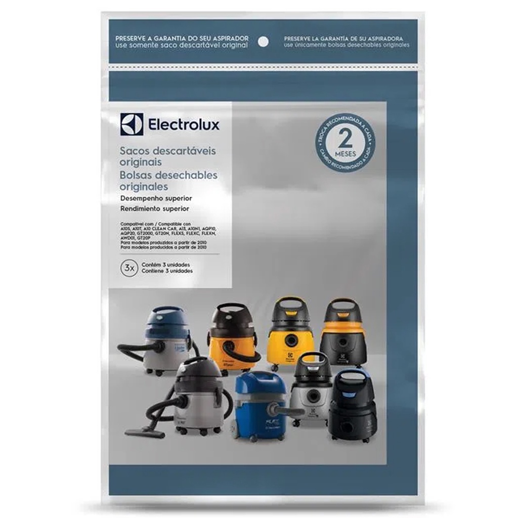 Kit Com 03 Unid. Saco Para Aspirador de Pó Electrolux A10S/A10T/A13/A10N1