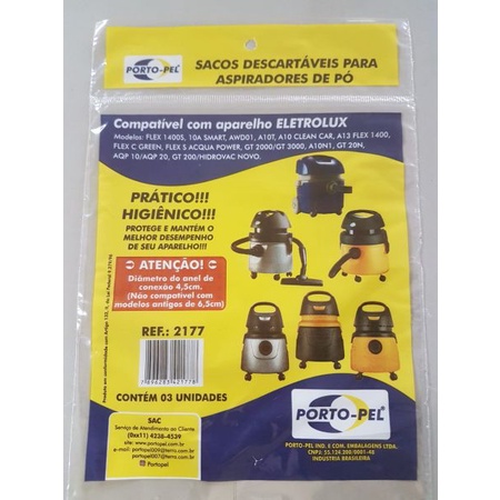 Saco aspirador electrolux FLEX / GT 3000 NOVO / A10S / A10T / A10 CLEAN CAR / A13 / A10 N1 - 3 und (REF.2177)