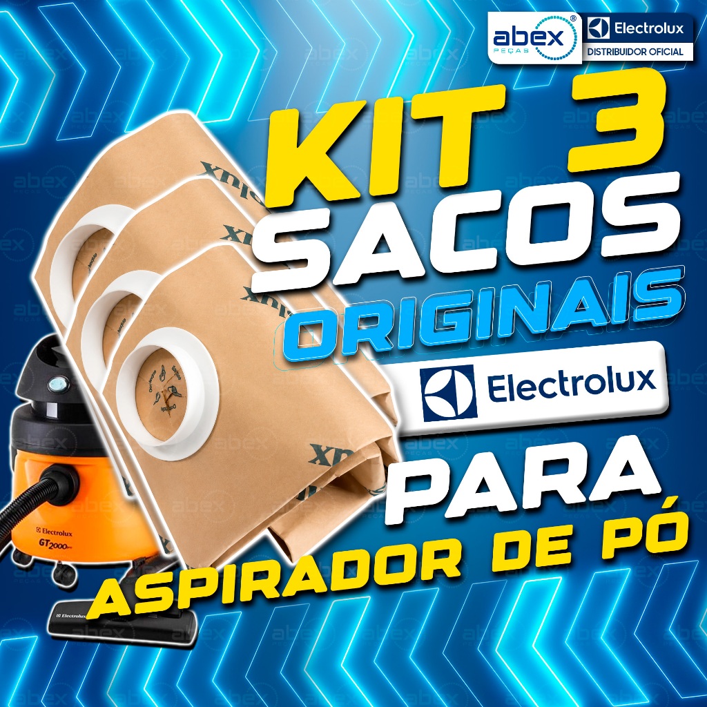 Kit 3 Sacos Aspirador Electrolux GT2000 A10S A10T Original