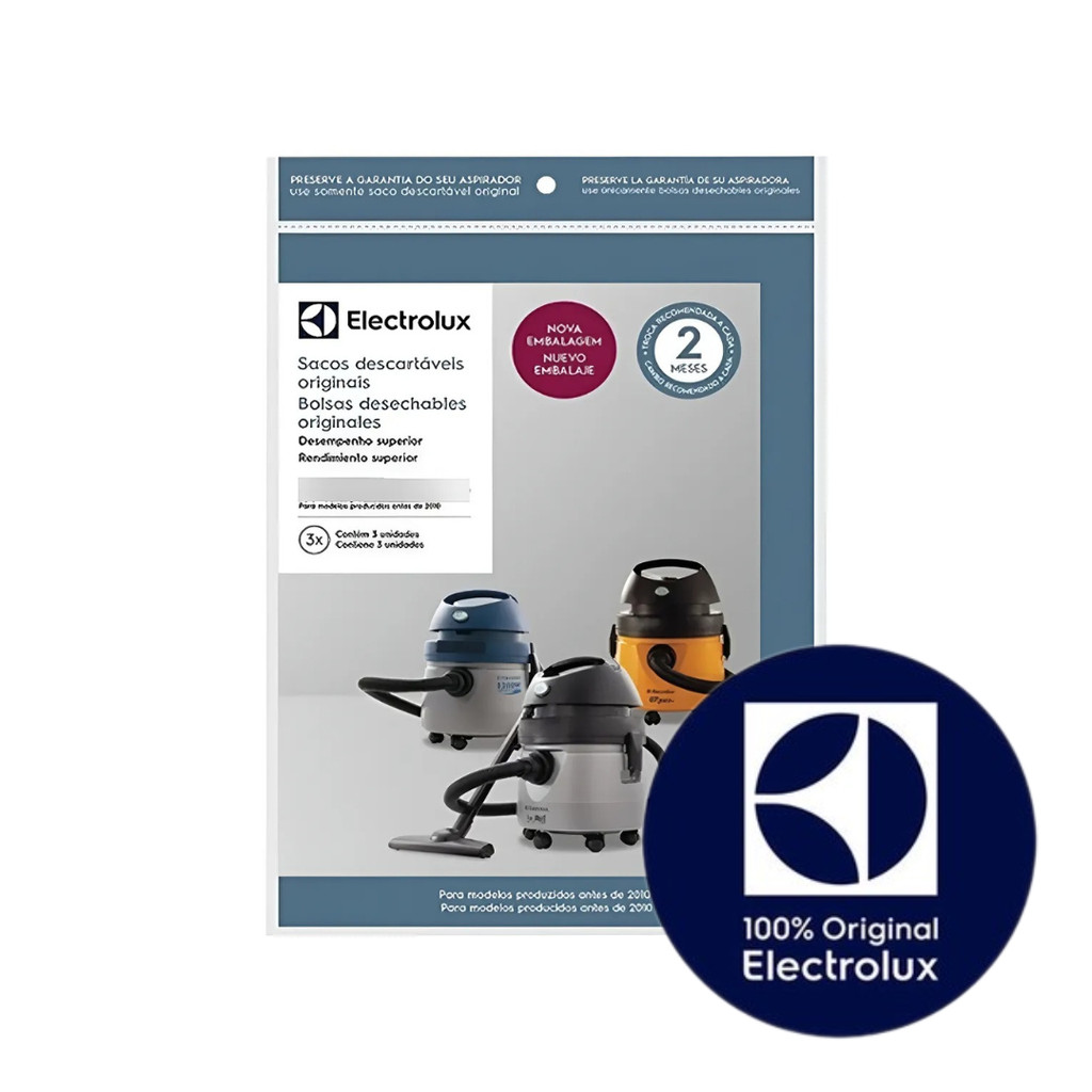 SACO ASPIRADOR (3 UNIDADES) ORIGINAL ELECTROLUX   - A10S - A10T (DEMAIS MODELOS NA DESCRIÇÃO)
