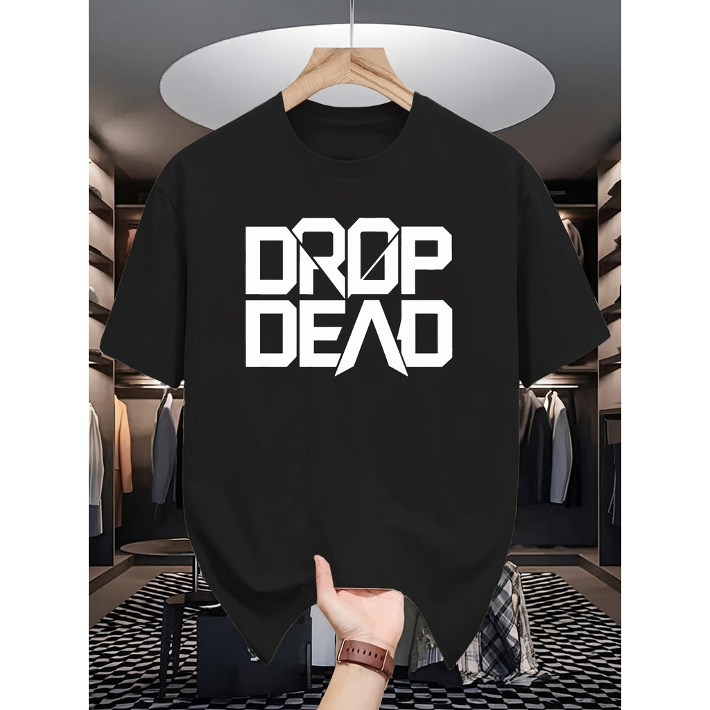 Camiseta 100% Algodão Confortáveis Camiseta Masculina Drop Dead Stylish Trendy Print Casual Spring Summer Round Neck Con