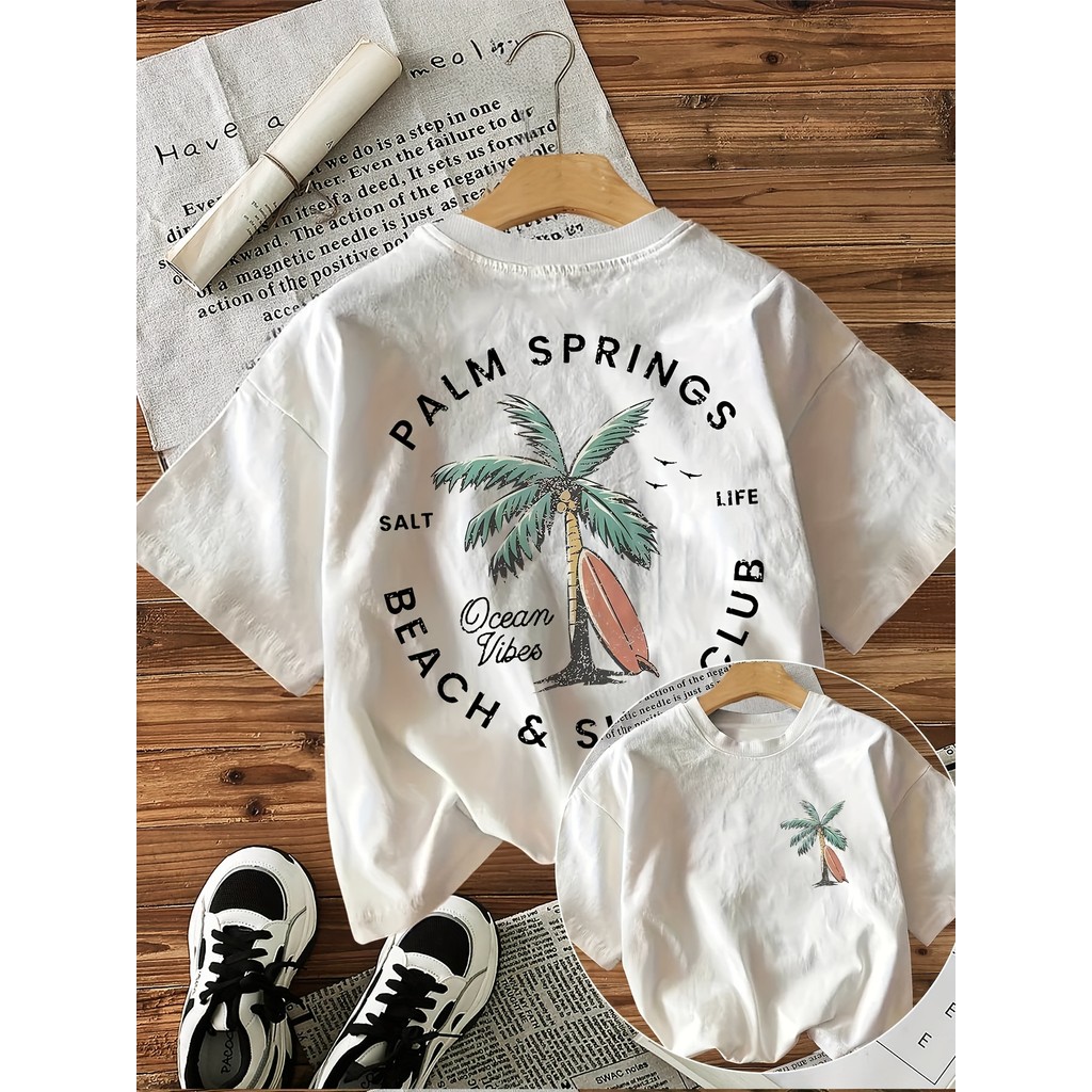 Camiseta Feminina Palm Springs Estilosa e Casual T-shirt 100% Algodão Moda Verão