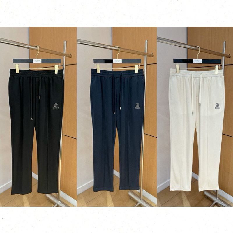 HDCQ Italy Brunello Cucinelli Spring and summer new men's classic fashion elastic waist drawstring embroidery logo Strai